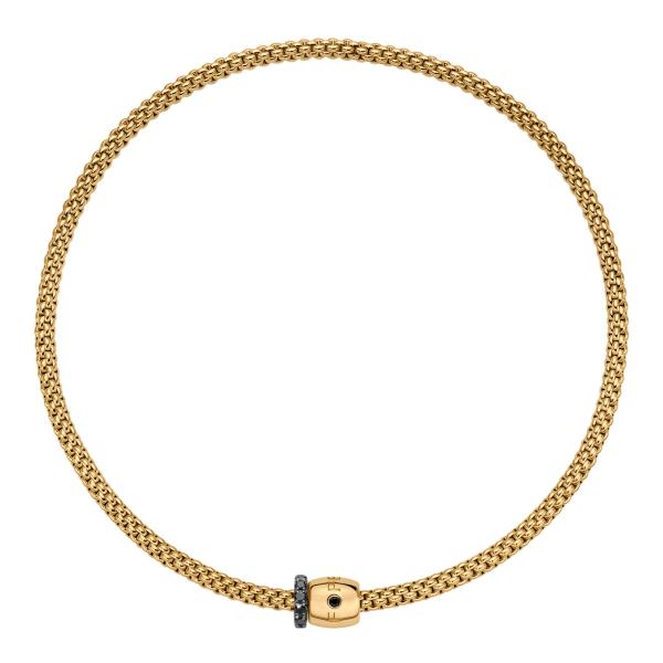 FOPE Solo Flex'it Halskette mit dekorativem Verschluss und schwarzem Diamantpavé (Ref: 62606CX_PN_G_X1X_034)